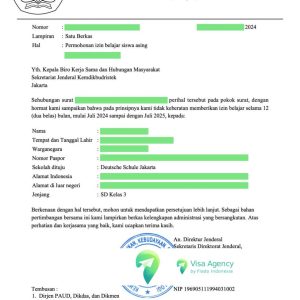Letter Of Recommendation From The Indonesian Ministry Of Education And Culture (Dokumen Surat Dari KEMENDIKBUD Terkait Persetujuan Izin Belajar)