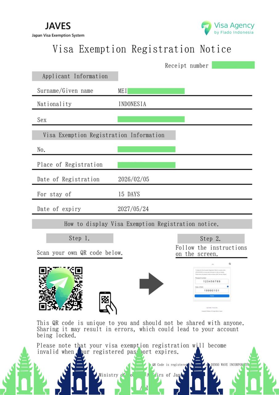 Japan JAVES Digital Visa Notice