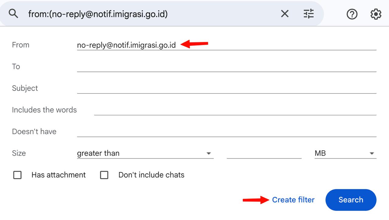 Gmail filter setup