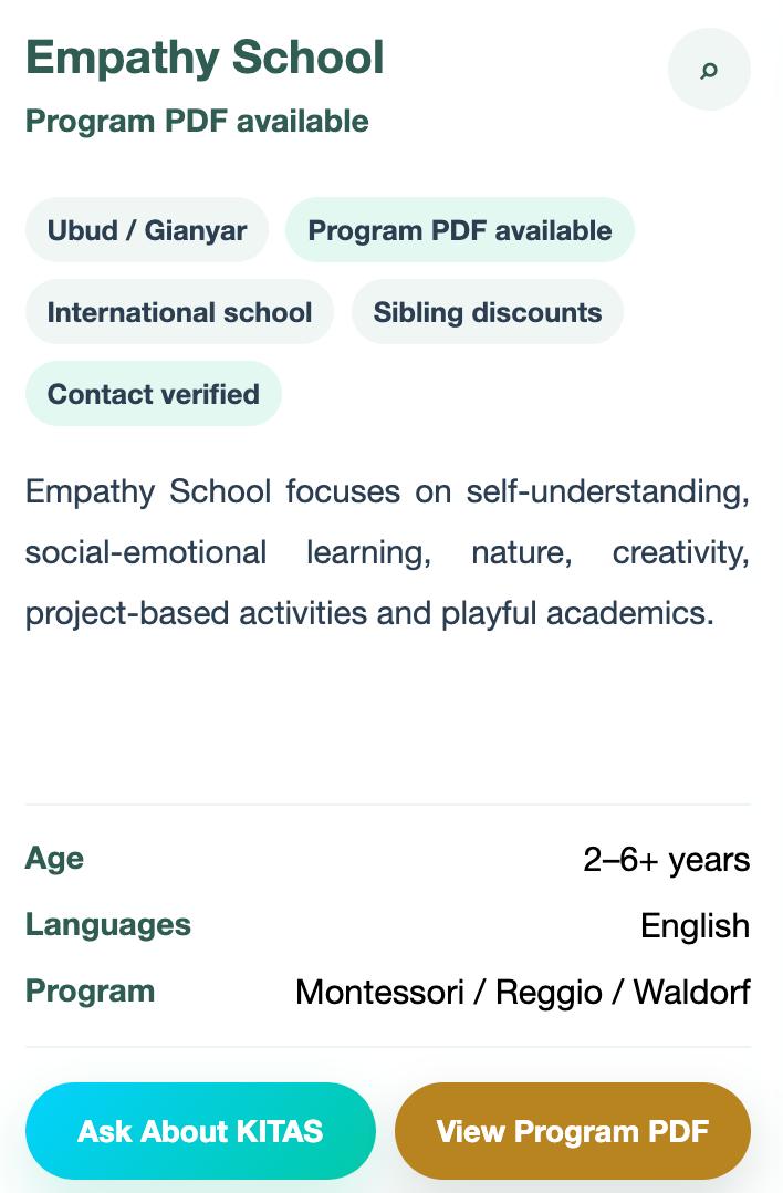 Empathy School card on Flado Family Relocation page